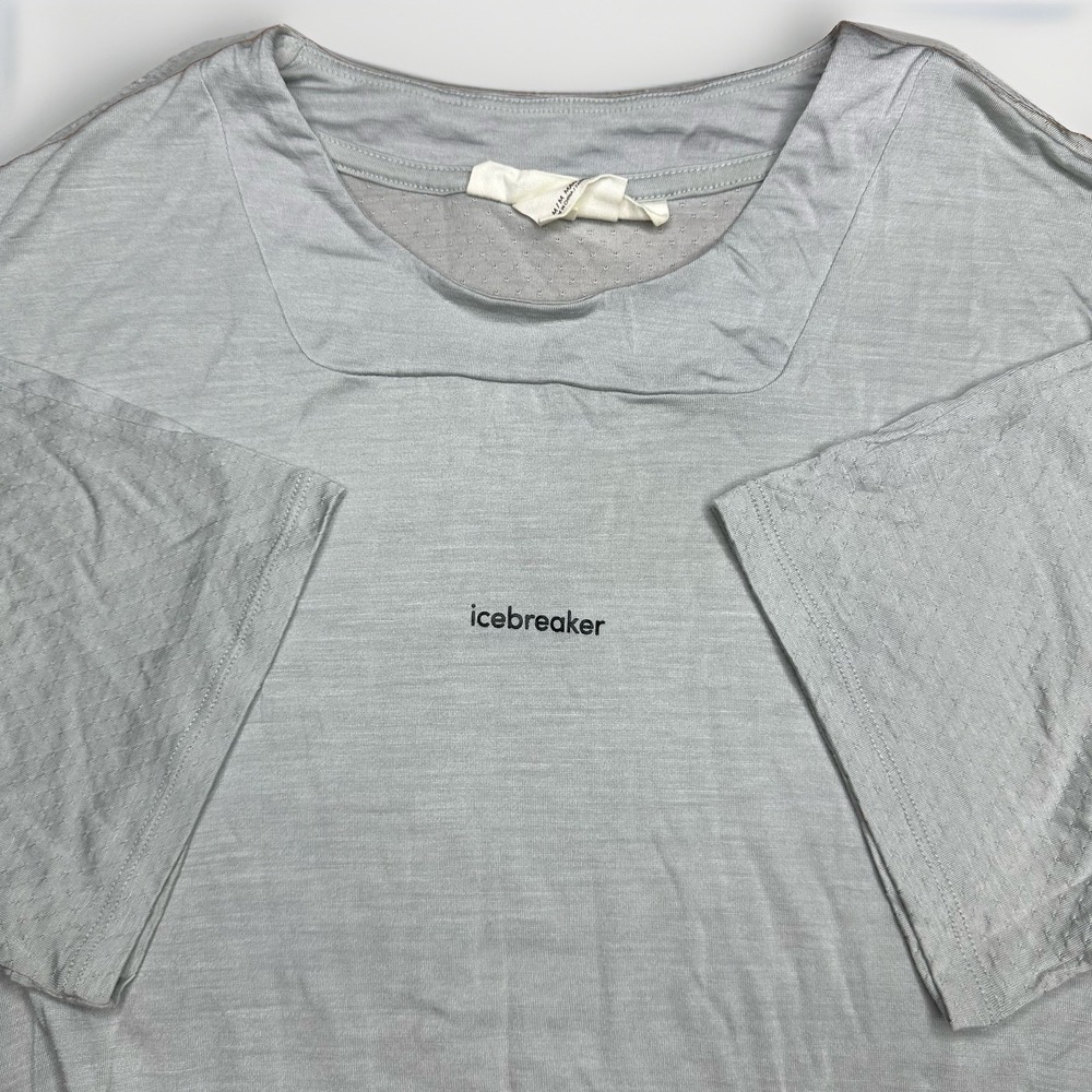 Icebreaker Merino ZoneKnit Scoop Back Shirt Mens Medium Gray Lightweight Wool